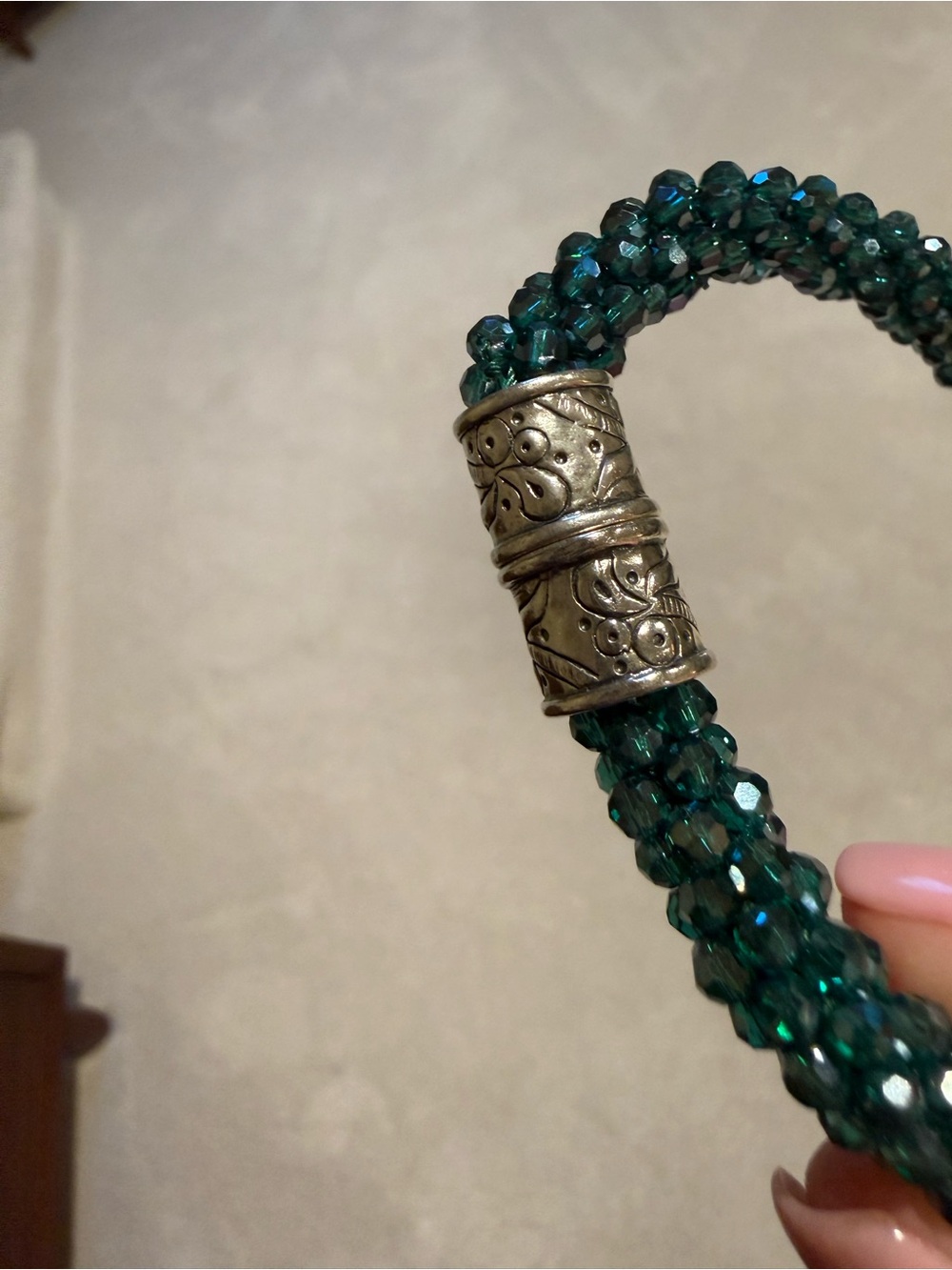 Silpada Sterling Silver & Blue/green glass Second Nature Bracelet B2901 - Picture 4 of 4